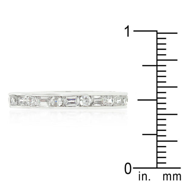 The band, 3 (mm) wide, rhodium plated over lead free alloy (brass).