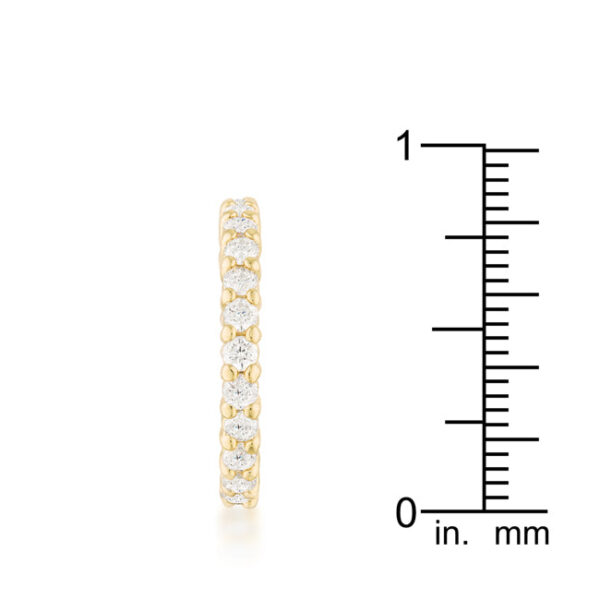 2.4 Mm eternity band with 2 (mm) round cubic zirconia in prongs and gold tone over lead free alloy (brass).