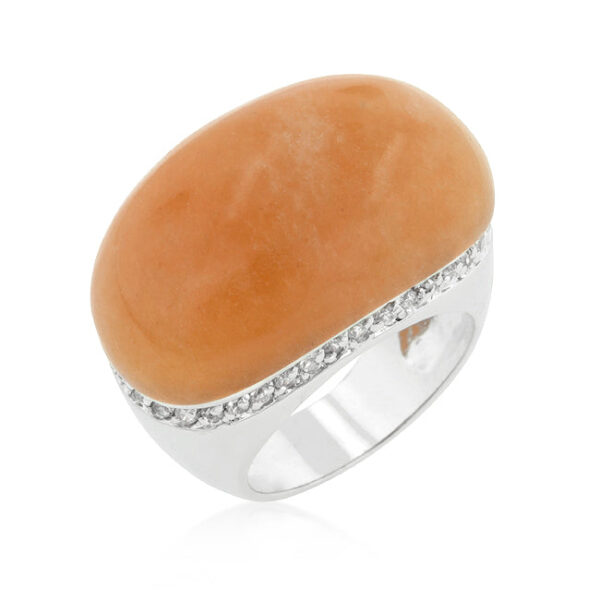 Cubic zirconia cocktail ring with prong settings, 0.41 ct total stone weight, and rhodium plated over lead free alloy (brass).