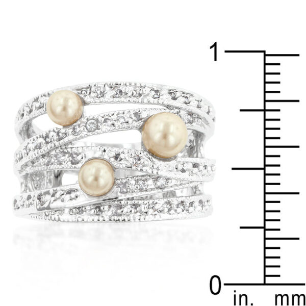 Champagne simulated pearl fashion ring with 0.44 ct total stone weight and a 7.4 (mm) width.
