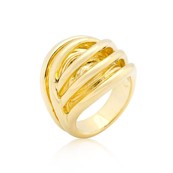 Illusion fashion ring in gold tone finish over lead free alloy (brass) with 18K fineness