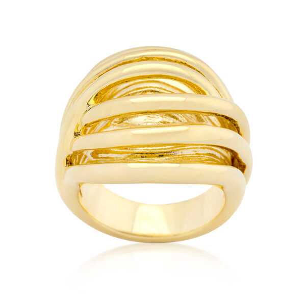 Illusion ring with gold tone finish over lead free alloy (brass), measuring 5.7 Mm wide