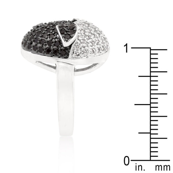Round cubic zirconia pave baby chick ring in silver tone finish over Lead Free Alloy (brass).