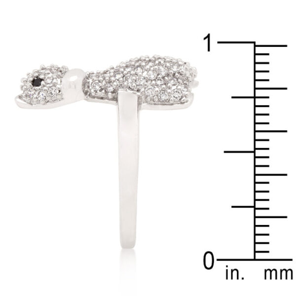 Giraffe ring, 7 Mm wide, with cubic zirconia in pave and rhodium plated over lead free alloy (brass).