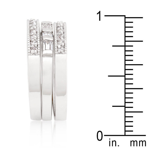 2.6 Mm wide clear cubic zirconia eternity ring set in rhodium plated over lead free alloy (brass).