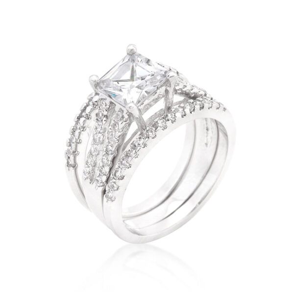 Orange set in rhodium plated over lead free alloy (brass)
