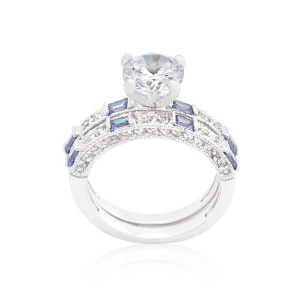 Round ring in pave, rhodium plated over lead free alloy (brass).