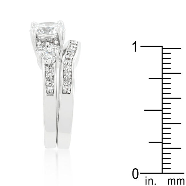 The set, rhodium plated over lead free alloy (brass), with clear cubic zirconia.