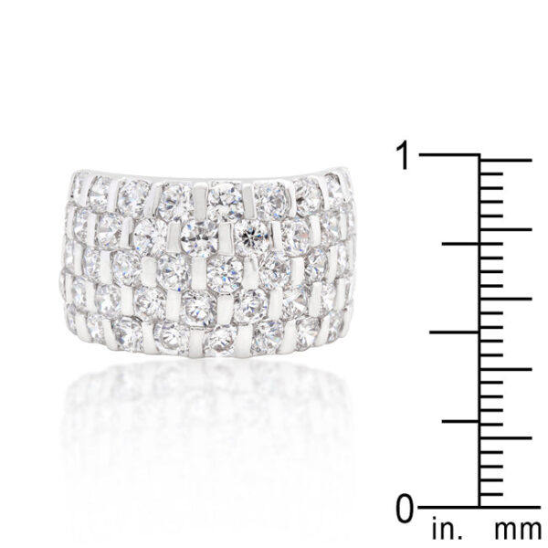 Round cubic zirconia channel-set ring measuring 6.9 (mm) wide.