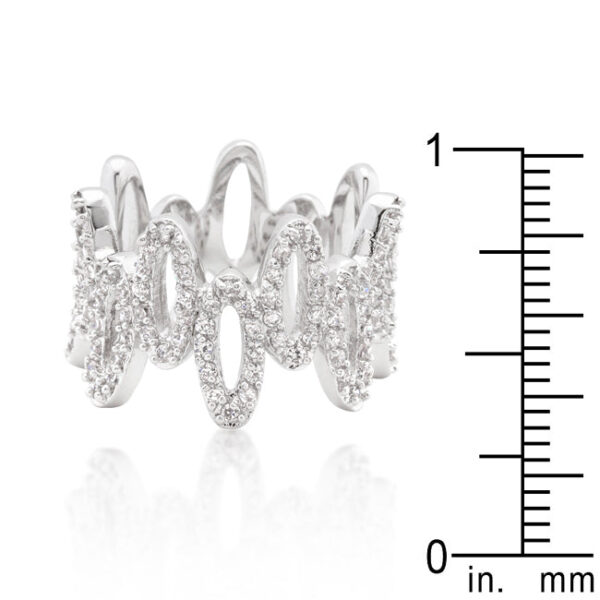 Oval fashion ring with round cubic zirconia accent stones measuring 1.5 (mm) X 1.5 (mm).