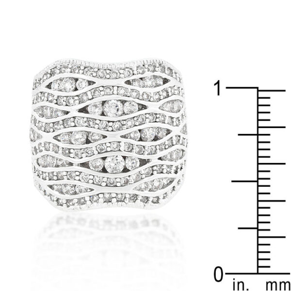 6.1 (mm) wide abstract ring with round cubic zirconia in pave.