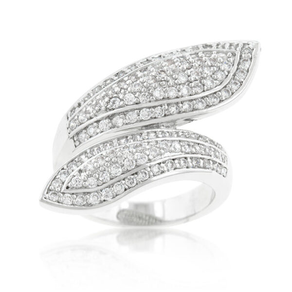 Pave-set clear round cubic zirconia wrap ring with 3.4 ct total stone weight.