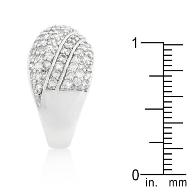 Multi-color round cubic zirconia pave ring measuring 4.3 Mm wide with 6.3 ct total stone weight.