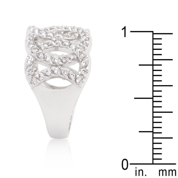 3.6 Mm circular cubic zirconia ring, rhodium plated over lead free alloy (brass).