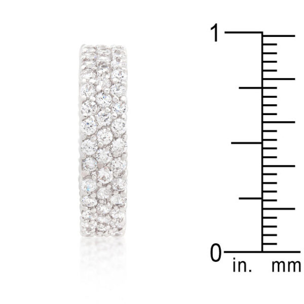 Pave-set All Clear round cubic zirconia ring, rhodium plated over lead free alloy (brass).