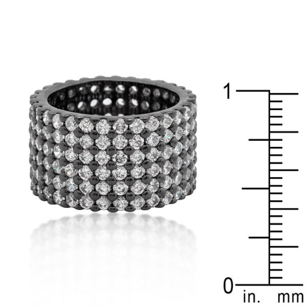 12.3 (mm) wide Pave cubic zirconia ring with 2 (mm) X 2 (mm) round stones.