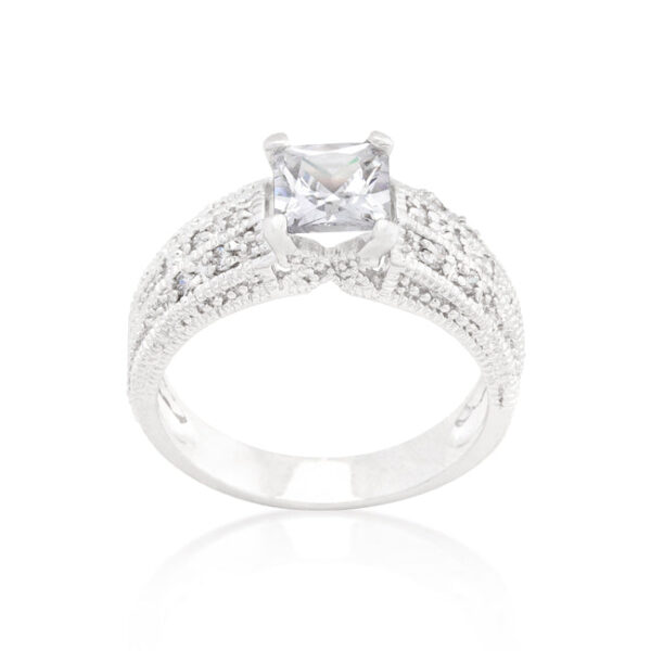 Bridal princess-cut cubic zirconia ring with 1.4 ct total stone weight