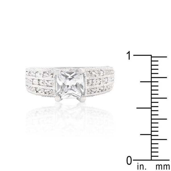 Pave-set cubic zirconia bridal and wedding ring with 3.3 Mm band