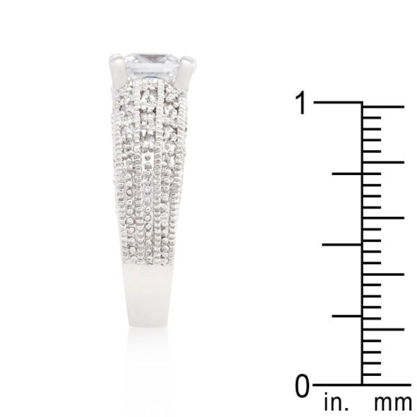 Cubic zirconia ring with 5.7 (mm) X 5.7 (mm) and 1 (mm) X 1 (mm) accent-stone sizes