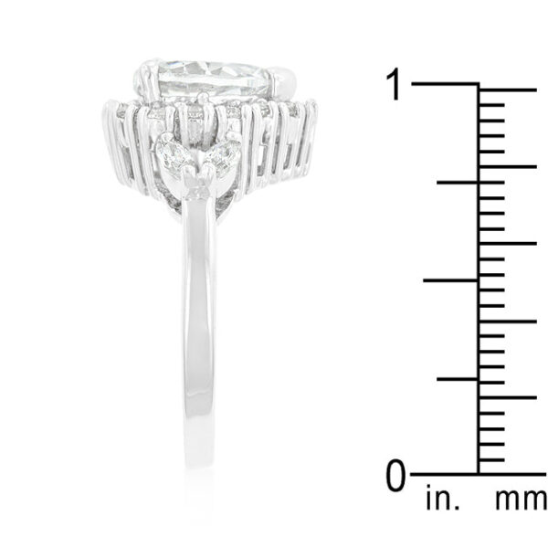 The ring with 3.15 ct total stone weight, rhodium plated over lead free alloy (brass).