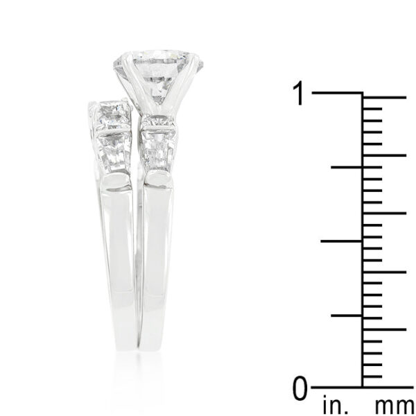 Bridal ring set with 3.23 ct total stone weight in rhodium plated over lead free alloy (brass)