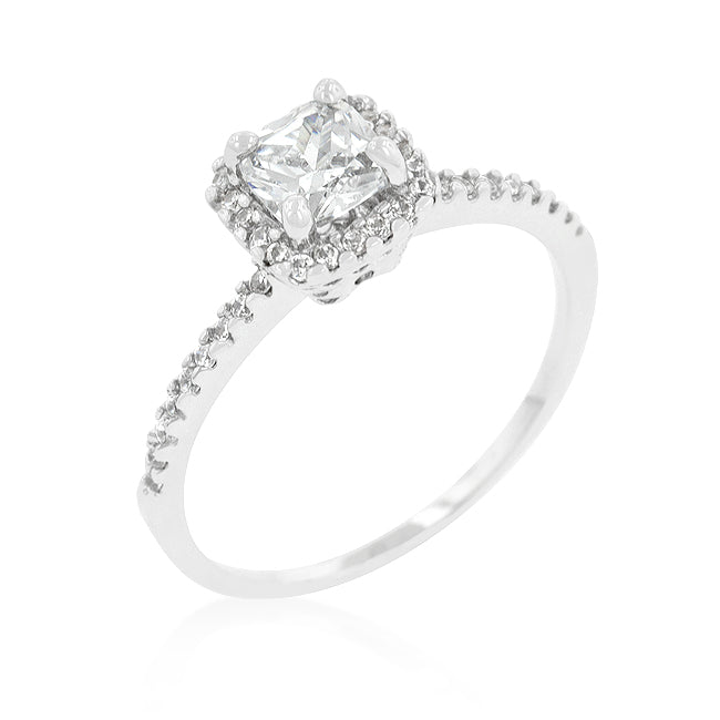 The ring with orange cubic zirconia in prongs and rhodium plated over lead free alloy (brass)