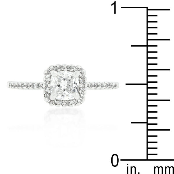 Rhodium plated over lead free alloy (brass) halo ring with orange cubic zirconia in prongs