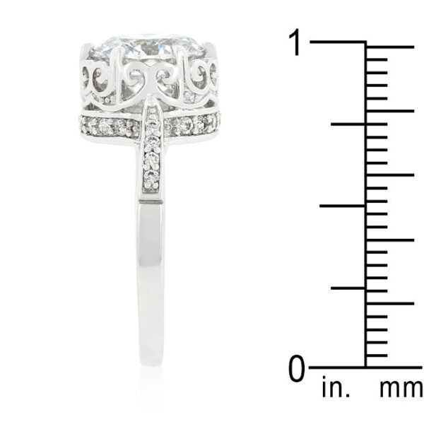 Round champagne cubic zirconia ring in prongs with 4.7 ct total stone weight