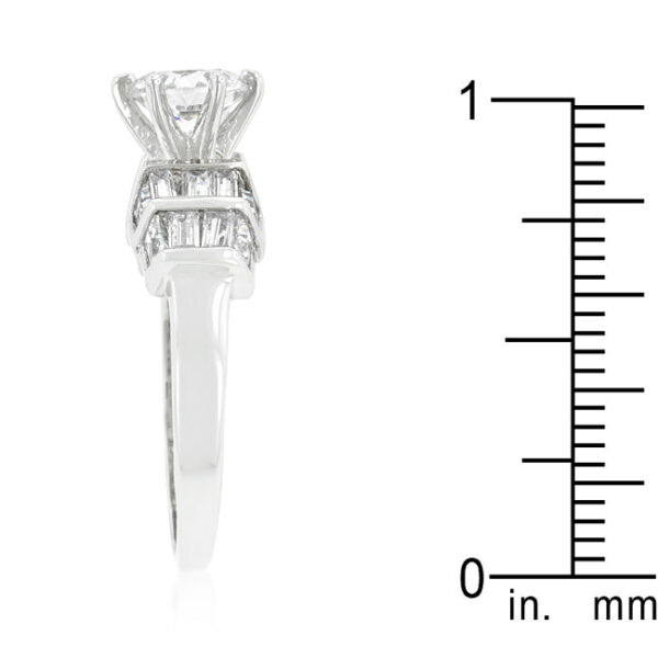 Tapered purple cubic zirconia ring with 4.33 ct total stone weight, rhodium plated over lead free alloy (brass).