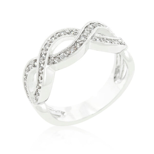 Infinity band with round cubic zirconia in a pave setting and 0.25 ct total stone weight.