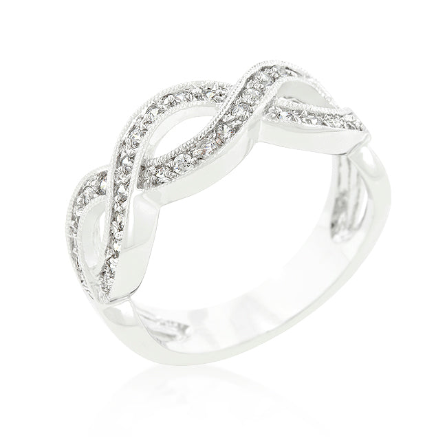 Infinity band with round cubic zirconia in a pave setting and 0.25 ct total stone weight.