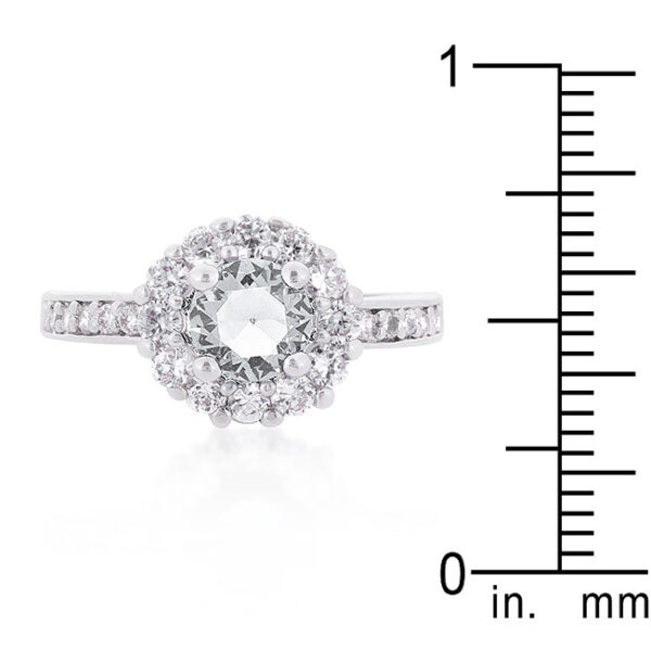 Clear cubic zirconia ring with a 6 Mm stone size and 2 Mm width.