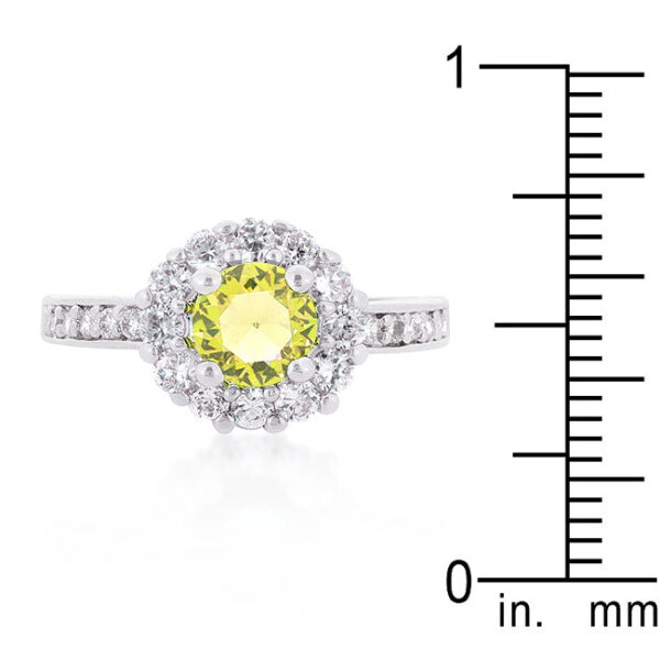 Rhodium plated over lead free alloy (brass) yellow engagement ring with a 2 Mm band.