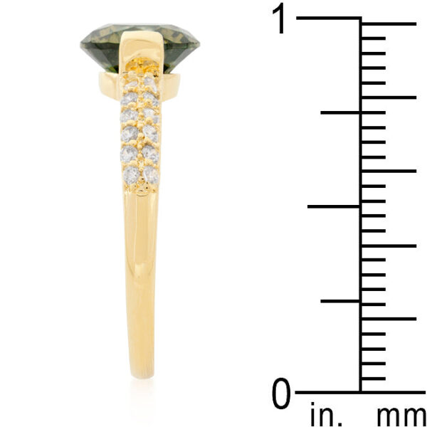 Engagement ring with 8 (mm) green round Cubic Zirconia and Silver tone finish over Lead Free Alloy (brass).