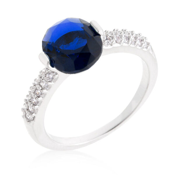 The ring in a bar setting, rhodium plated over lead free alloy (brass).