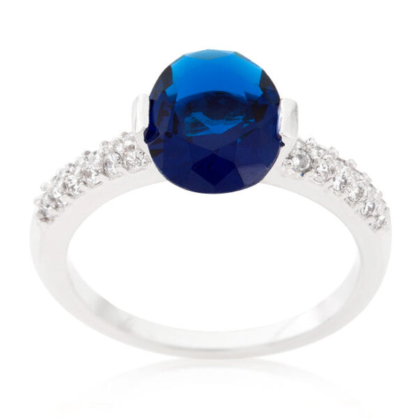 The ring with 1.8 ct total stone weight and rhodium plated over lead free alloy (brass).
