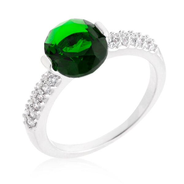 The ring with a bar setting and rhodium plated over lead free alloy (brass).