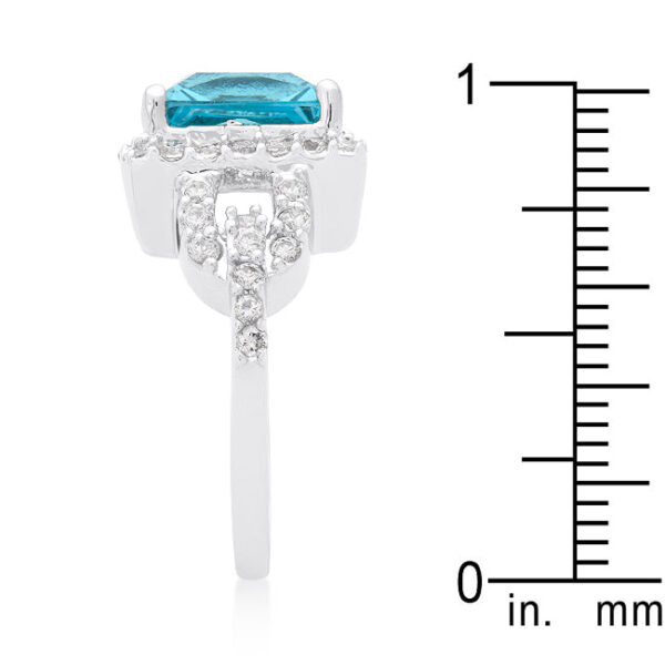 Cocktail ring with genuine aqua blue cubic zirconia and prong setting
