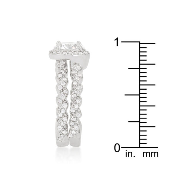 Rhodium plated over lead free alloy (brass) set with a 5.4 Mm width.