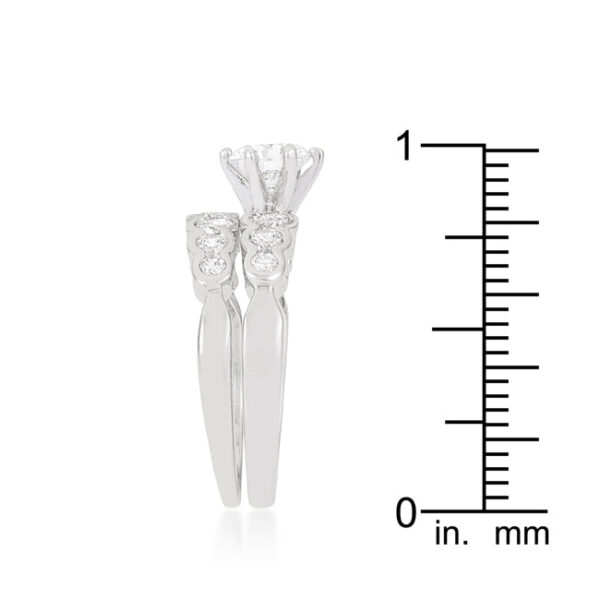 The set ring with 6 Mm round cubic zirconia and 2 ct total stone weight.