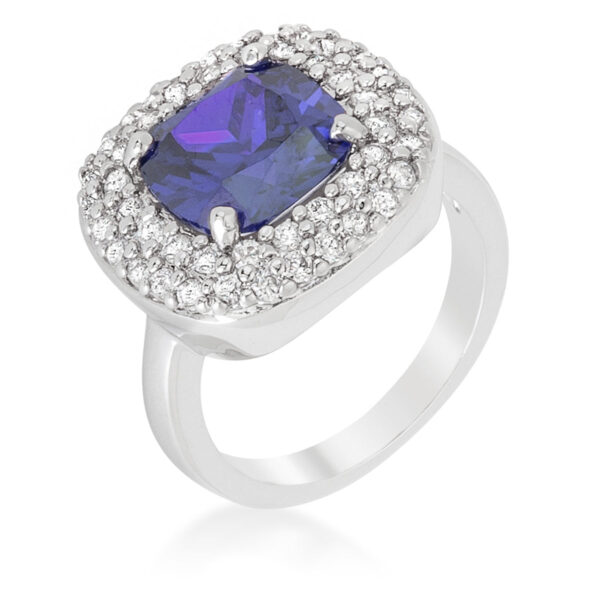 Micropave cocktail ring with a 10 Mm stone size, 3.2 (mm) width, and rhodium plated over lead free alloy (brass).