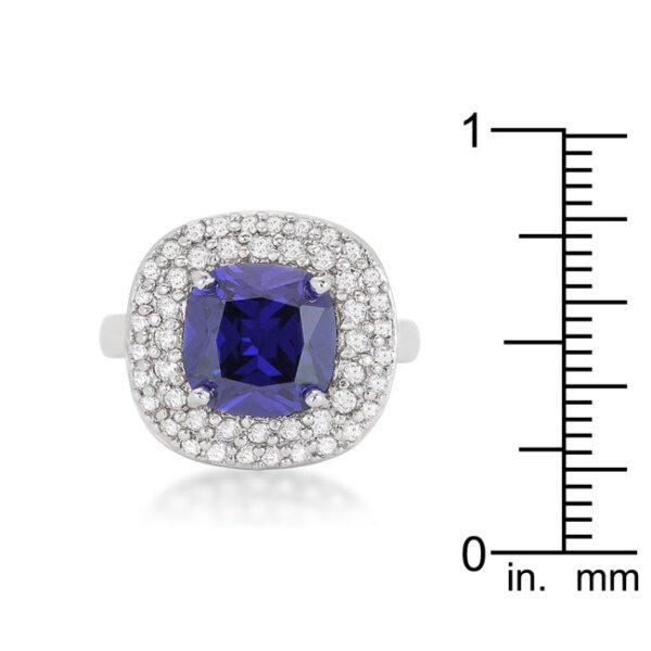 Lavender purple micropave bridal cocktail ring with 4.1 ct total stone weight and rhodium plated over lead free alloy (brass).