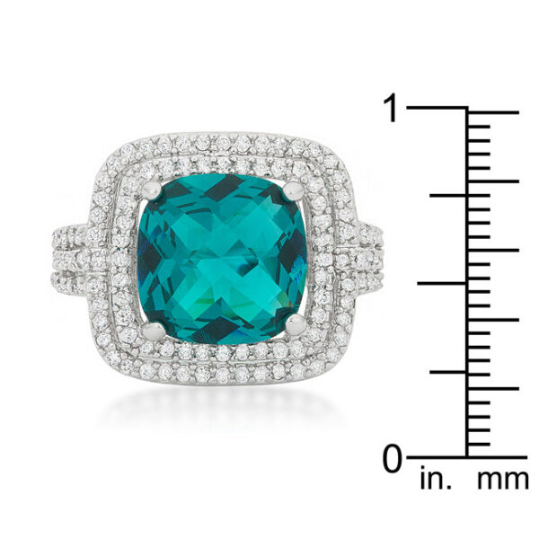 Aqua cubic zirconia ring with 7.66 ct total stone weight and a 3.5 Mm width.