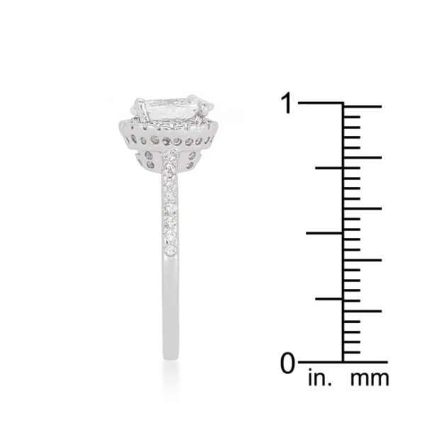 Oval-cut purple cubic zirconia ring with prong settings, rhodium plated over lead free alloy (brass).