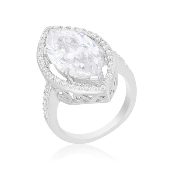 The ring with round cubic zirconia in prong settings and 9 ct total stone weight.