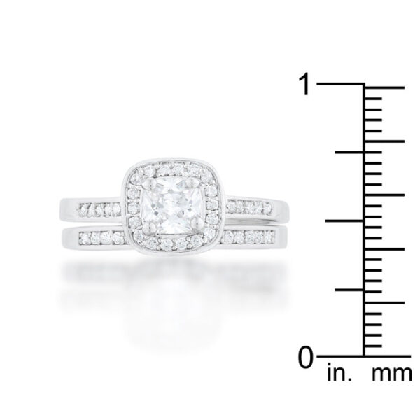 Clear, genuine cushion-cut cubic zirconia ring set in prong settings with 2 ct total stone weight.