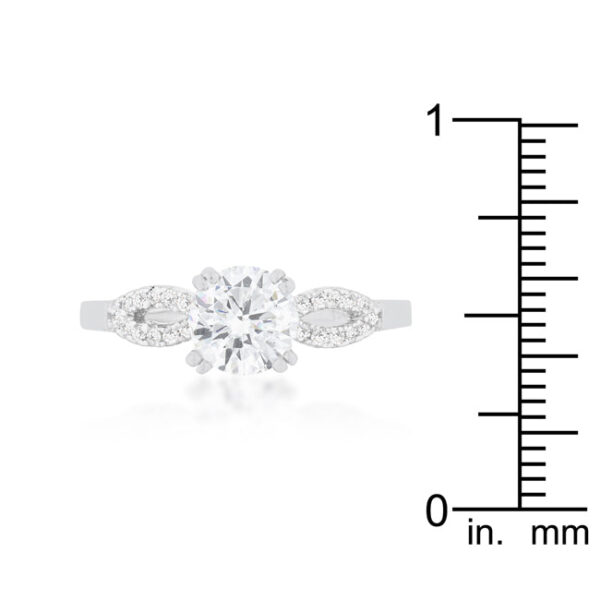 The ring with cubic zirconia and rhodium plated over lead free alloy (brass).