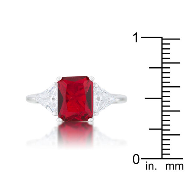 Ruby-colored cubic zirconia engagement ring with a 9mm stone size and 2.2mm width.