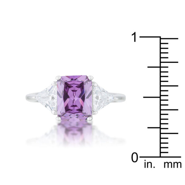 Amethyst-colored cubic zirconia bridal ring with a 2.2mm width and rhodium plated over lead free alloy (brass)