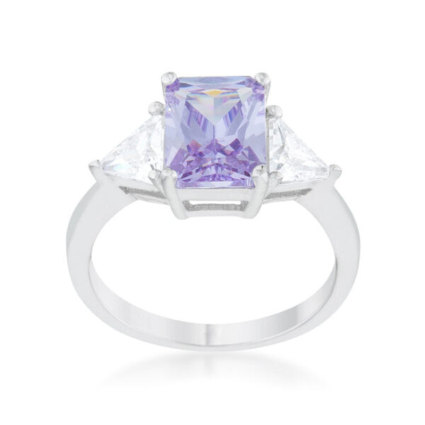Classic bridal ring with trillion-cut cubic zirconia in prongs and a 2.2mm width.